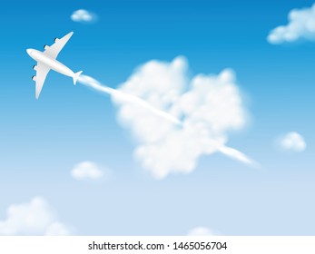 The plane that flew through the heart-shaped clouds. 