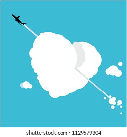 a plane through a heart of clouds