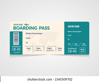 Plane Ticket Airline Boarding Pass Template Stock Vector (Royalty Free ...