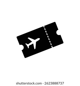 Plane Ticket Black Icon - Rectangular Ticket with Plane Outline
