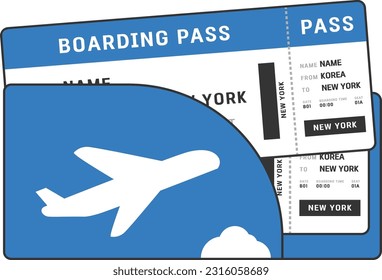 Plane Ticket. Boarding Ticket package Line Illustration