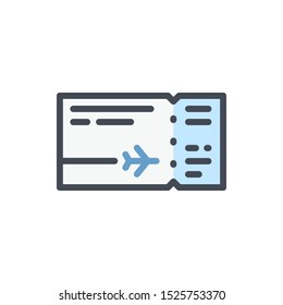 Plane ticket color line icon. Boarding pass vector outline colorful sign.