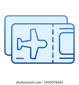 Plane ticket flat icon. Airplane ticket blue icons in trendy flat style. Tourism gradient style design, designed for web and app. Eps 10