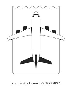 Flugticket flach monochrome einzelne Vektorgrafik-Objekt. Bearbeitbare Schwarz-Weiß-Kunstzeichnung. Einfache Umriss-Spot-Illustration für Web-Grafikdesign