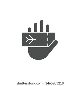 Plane ticket in hand icon. Simple glyph, flat vector of summer icons for ui and ux, website or mobile application