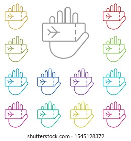 Plane ticket in hand multi color icon. Simple thin line, outline vector of summer icons for ui and ux, website or mobile application
