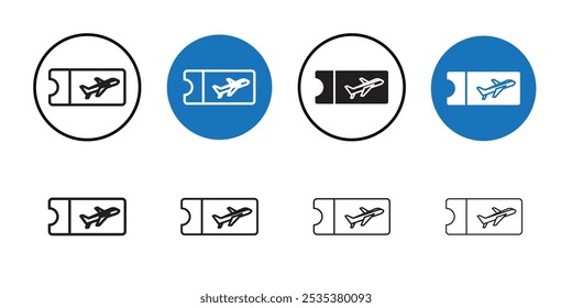 Plane Ticket icon Black line art vector logo set