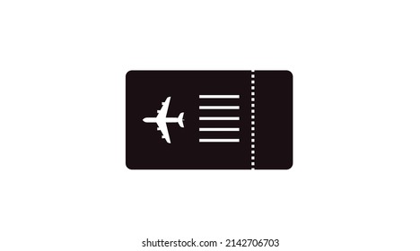 Flugticket-Symbol. Schwarz-Weiß-Flachbild-Illustration eines Flugtickets
