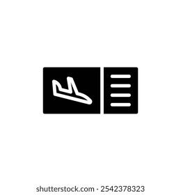 Plane Ticket icon Black and white outline vector