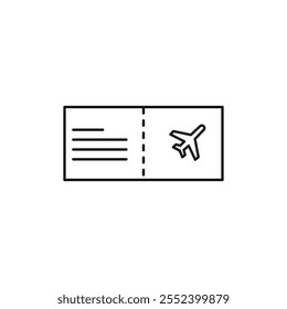 Plane Ticket icon black and white vector outline sign