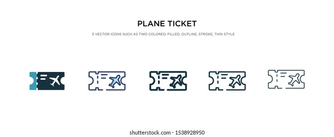 plane ticket icon in different style vector illustration. two colored and black plane ticket vector icons designed in filled, outline, line and stroke style can be used for web, mobile, ui