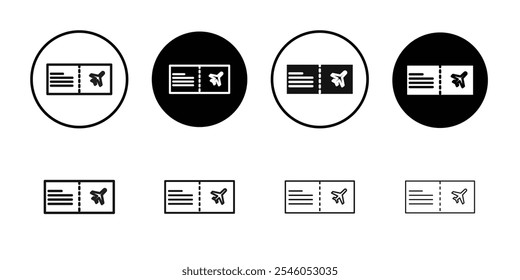 Icono de boleto de avión Ilustración de arte plano en esquema