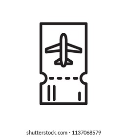 Plane ticket icon. Isolate on white background. Line Vector.