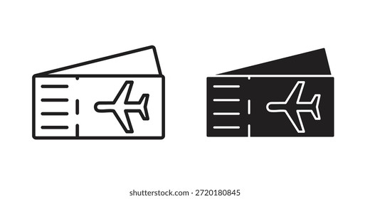 Icono de boleto de avión en diseño de línea. Sencillo Vector de iconos