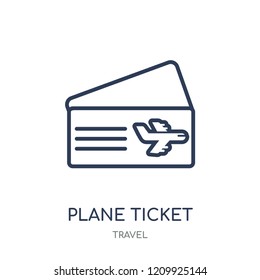 Plane ticket icon. Plane ticket linear symbol design from Travel collection. Simple outline element vector illustration on white background.