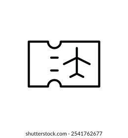 Plane Ticket icon Outline set in black and white color