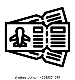 Plane ticket icon in Outline Style. Line Art