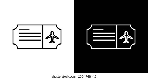 Flugscheinsymbol mit schwarz-weißem Strich.