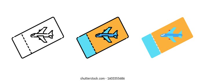 Plane ticket icon set isolated on white background for web design ,travel concept