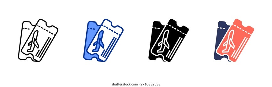 Conjunto de iconos de boleto de avión colección de estilo múltiple