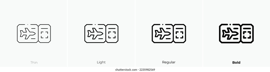 Flugticket-Symbol. Thin, hellrosa und feines Design einzeln auf weißem Hintergrund