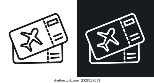 Plane Ticket icon in Thin line black color. flat simple vector symbols illustration.