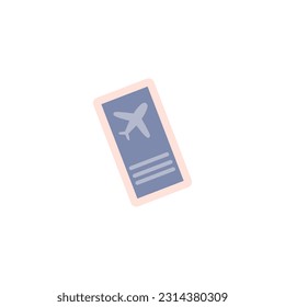 Plane ticket icon for tourism and vacation topics, flat vector illustration isolated on a white background. Flight ticket sign for airlines and booking services.