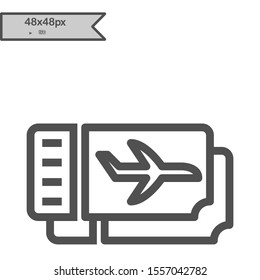 Plane ticket icon. Trendy Plane ticket logo concept on white background from Architecture and Travel collection. Linear style icon. flat design element. Editable stroke. 48x48 Pixel Perfect