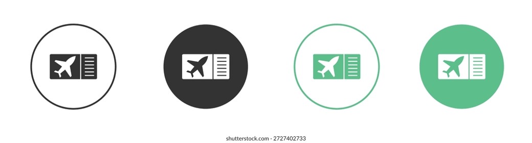 Plane Ticket Icons Concept Set. Glyphe, Vektorgrafiken