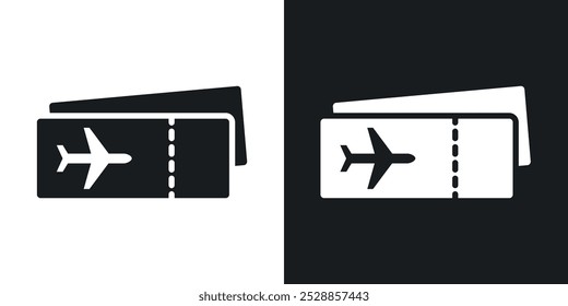 Plane Ticket icons. solid style vector