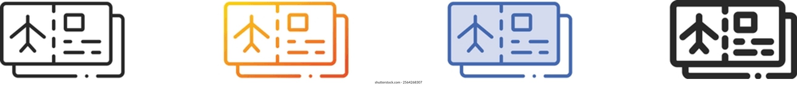 plane ticket icon.Thin Linear, Gradient, Blue Stroke and bold Style Design Isolated On White Background