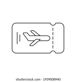 Plane ticket linear icon. Summer concept. Thin line customizable illustration. Contour symbol. Vector isolated outline drawing. Editable stroke
