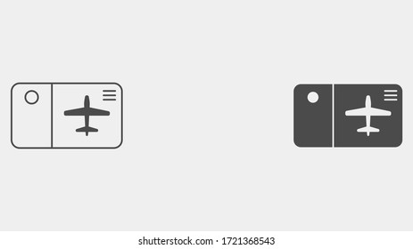 Plane ticket outline and filled vector icon sign symbol