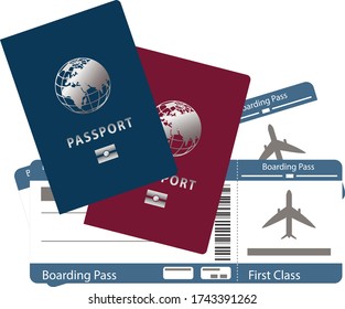 plane ticket and passport vector isolated