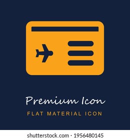 Plane Ticket premium material ui ux isolated vector icon in navy blue and orange colors