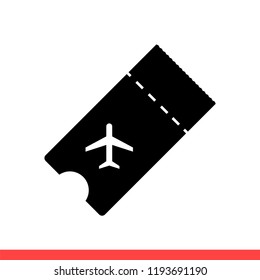 Plane ticket vector icon, aircraft symbol. Simple, flat design for web or mobile app
