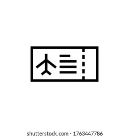 Plane ticket vector icon in black line style icon, style isolated on white background