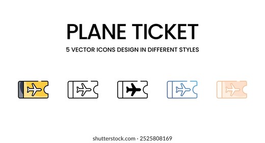 Ebene Ticket Vektorsymbole Set Stockgrafik