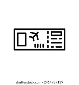 Diseño de icono de línea del vector de boletos de avión