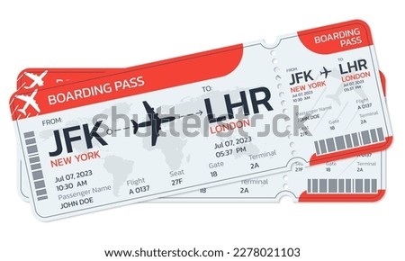 Plane tickets. Airlane boarding pass. Airplane travel concept. Air ticket design. Vector illustration.