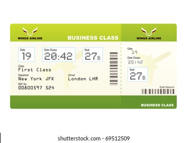 plane tickets business class green boarding pass and gate number