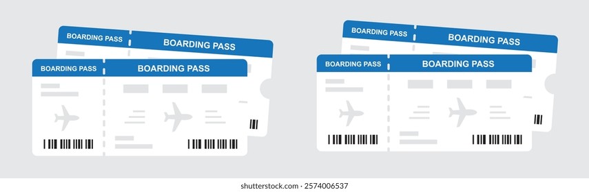 Plane tickets icon. Boarding pass set icon, vector illustration