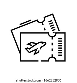Plane tickets line icon, concept sign, outline vector illustration, linear symbol.
