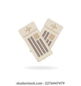 Plane tickets minimalism 3D in cartoon style. High quality vector graphics