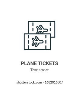 Plane tickets outline vector icon. Thin line black plane tickets icon, flat vector simple element illustration from editable transport concept isolated stroke on white background