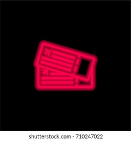 Plane Tickets red glowing neon ui ux icon. Glowing sign logo vector