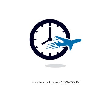 Plane Time Logo Design Template, Element Design, Vector Design