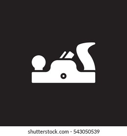 Plane tool icon vector, filled flat sign, solid white pictogram isolated on black. Carpenter symbol, logo illustration