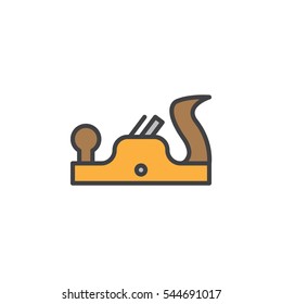Plane tool line icon, filled outline vector sign, linear colorful pictogram isolated on white. Carpenter symbol, logo illustration