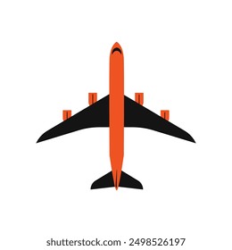 Plane top view. Aircraft flight. Airport vehicle. simple flat passenger plane illustration.